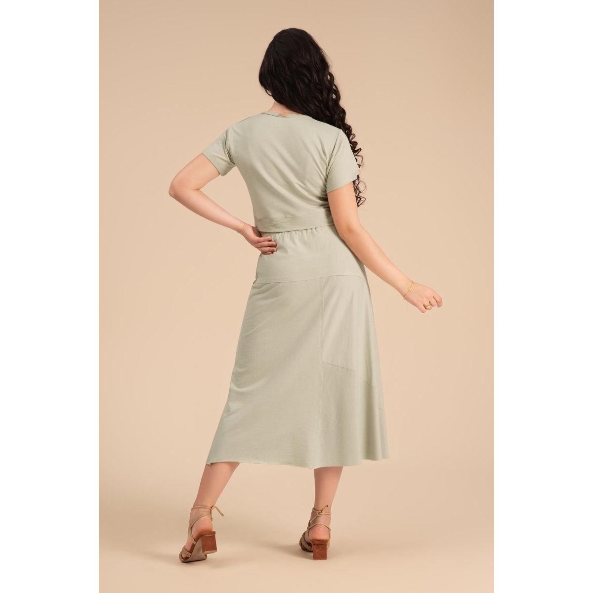 Saia Recortada Visco Fleece e Linho