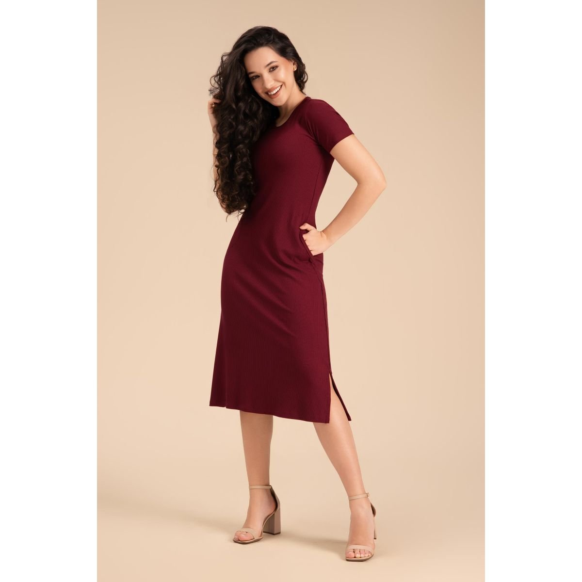 Vestido Mid Canelado Boreal