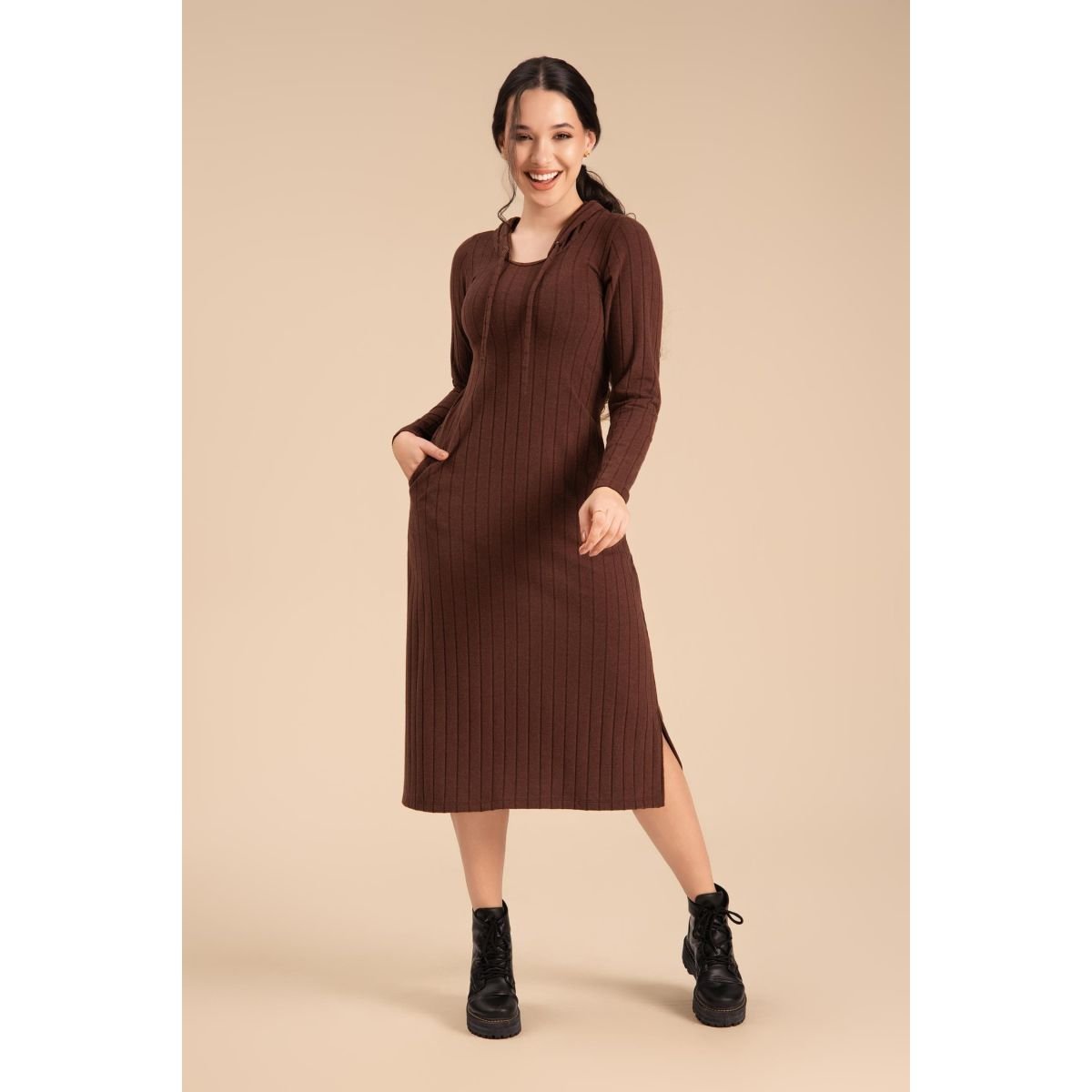 Vestido Sensorial Manga Longa com Capuz